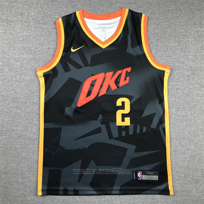 Camiseta Nino Oklahoma City Thunder Shai-Gilgeous Alexander #2 Ciudad 2023-24 Negro